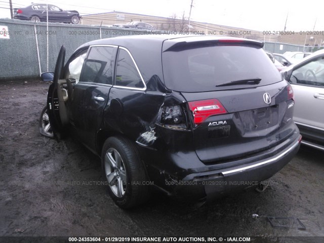 2HNYD2H36CH514799 - 2012 ACURA MDX TECHNOLOGY BLACK photo 3