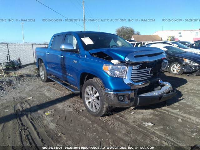 5TFFW5F11HX229215 - 2017 TOYOTA TUNDRA CREWMAX LIMITED BLUE photo 1