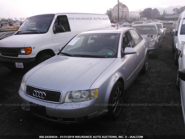 WAULC68E22A188182 - 2002 AUDI A4 1.8T QUATTRO SILVER photo 2