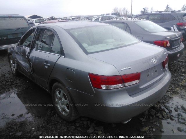 5NPEU46F36H122196 - 2006 HYUNDAI SONATA GLS/LX SILVER photo 3