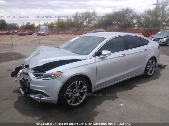 3FA6P0K97HR187594 - 2017 FORD FUSION TITANIUM SILVER photo 2