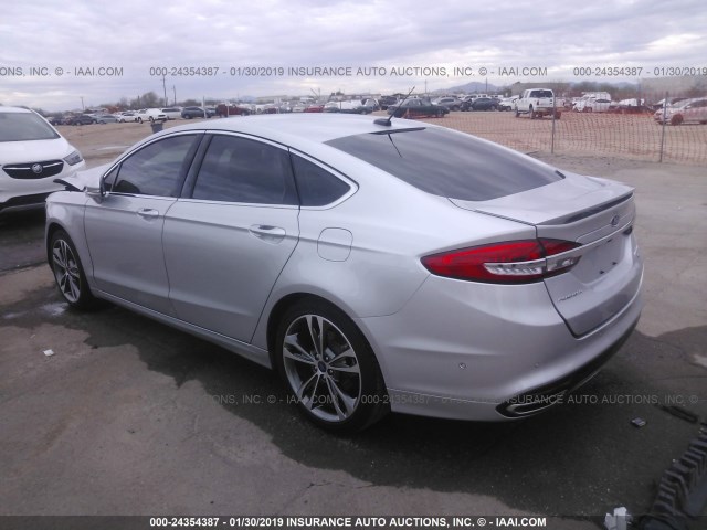 3FA6P0K97HR187594 - 2017 FORD FUSION TITANIUM SILVER photo 3