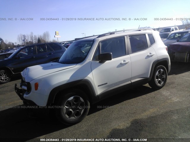 ZACCJAAB3HPE71002 - 2017 JEEP RENEGADE SPORT WHITE photo 2