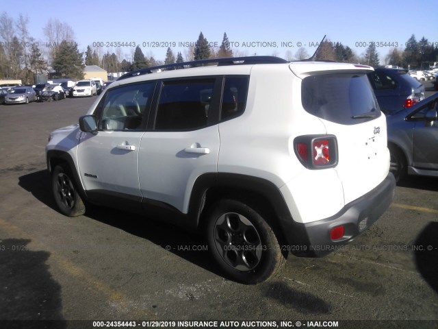 ZACCJAAB3HPE71002 - 2017 JEEP RENEGADE SPORT WHITE photo 3