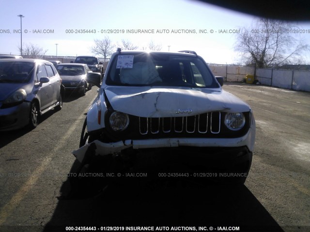 ZACCJAAB3HPE71002 - 2017 JEEP RENEGADE SPORT WHITE photo 6