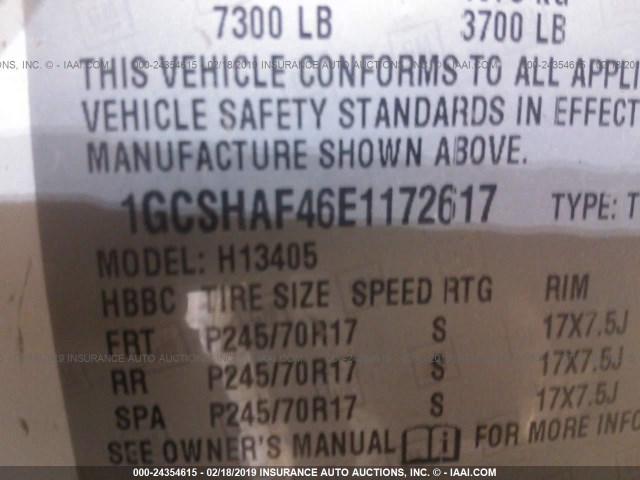 1GCSHAF46E1172617 - 2014 CHEVROLET EXPRESS G1500  WHITE photo 9