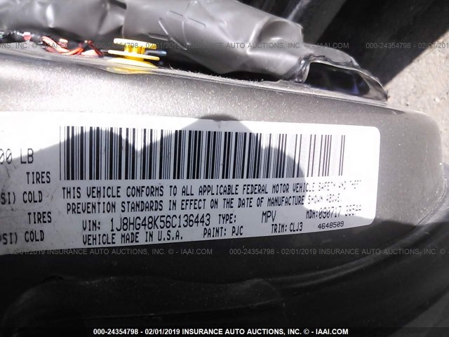 1J8HG48K56C136443 - 2006 JEEP COMMANDER ოქროსფერი ფოტო 9