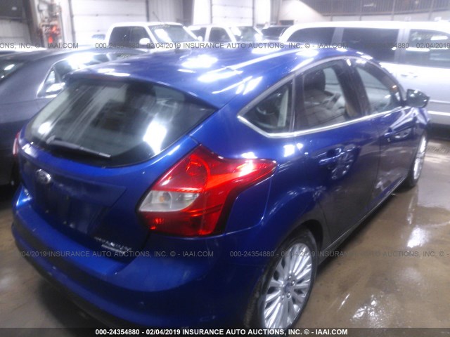 1FAHP3N24CL467277 - 2012 FORD FOCUS TITANIUM BLUE photo 4