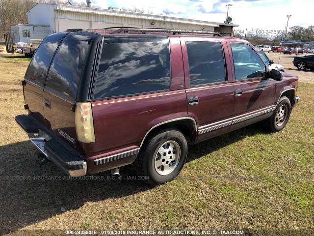 1GNEC13K3SJ439214 - 1995 CHEVROLET TAHOE MAROON photo 4