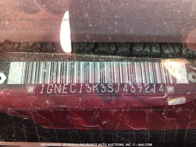 1GNEC13K3SJ439214 - 1995 CHEVROLET TAHOE MAROON photo 9