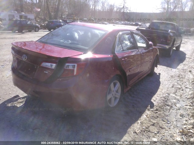 4T1BF1FK0EU738107 - 2014 TOYOTA CAMRY L/SE/LE/XLE 红色 照片 4