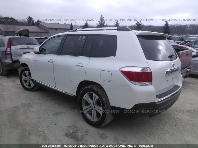 5TDYK3EH0DS116475 - 2013 TOYOTA HIGHLANDER LIMITED WHITE photo 3