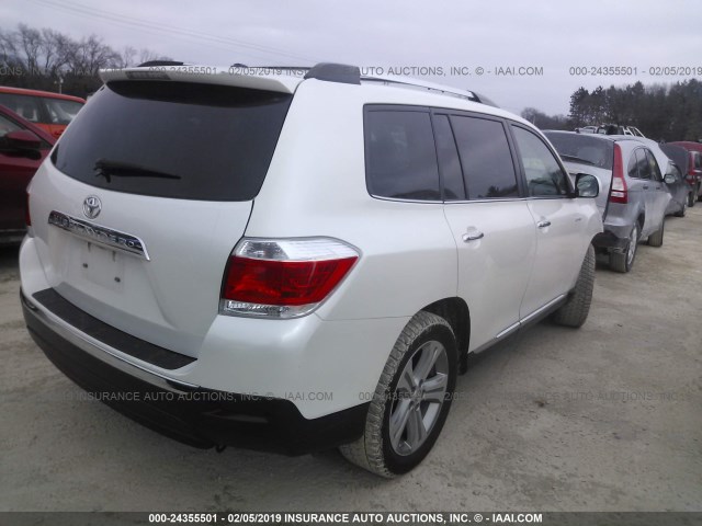 5TDYK3EH0DS116475 - 2013 TOYOTA HIGHLANDER LIMITED WHITE photo 4