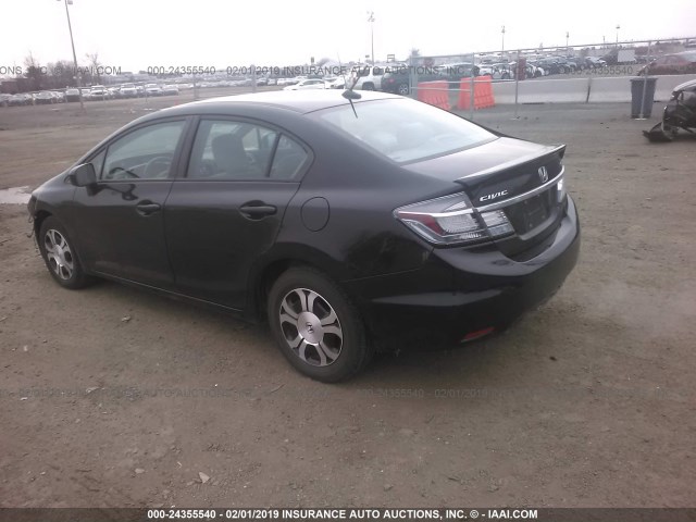 19XFB4F2XEE002065 - 2014 HONDA CIVIC HYBRID BLACK photo 3