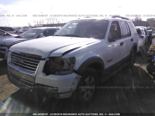 1FMEU63E76UB58076 - 2006 FORD EXPLORER XLT WHITE photo 2