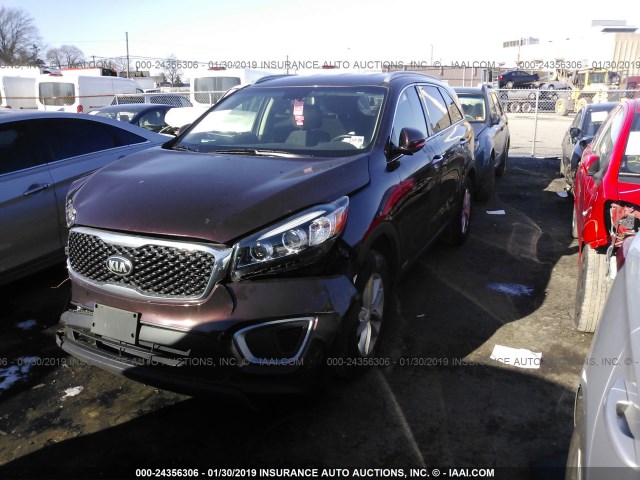 5XYPGDA3XGG065758 - 2016 KIA SORENTO LX/L MAROON photo 2