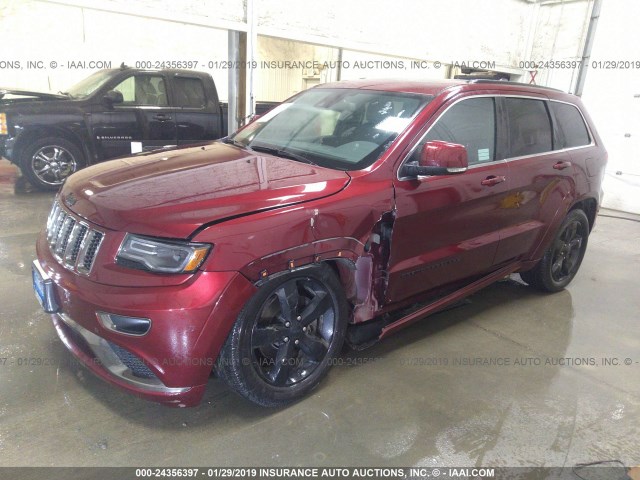 1C4RJFCT4GC370633 - 2016 JEEP GRAND CHEROKEE OVERLAND RED photo 2