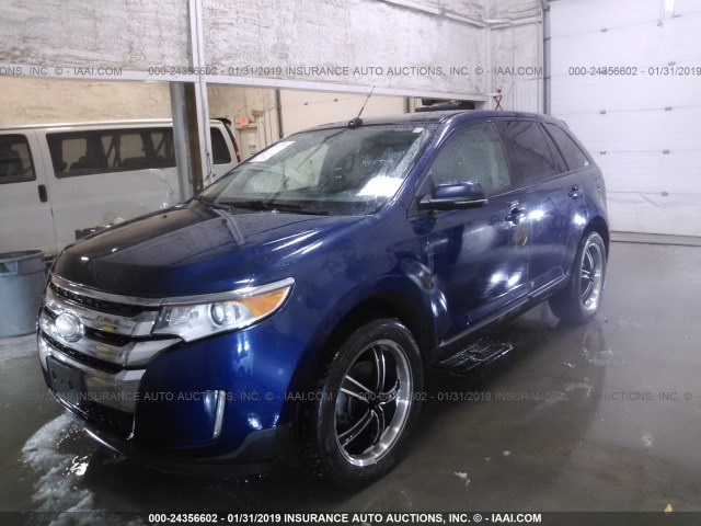 2FMDK4JC7CBA39260 - 2012 FORD EDGE SEL BLUE photo 2