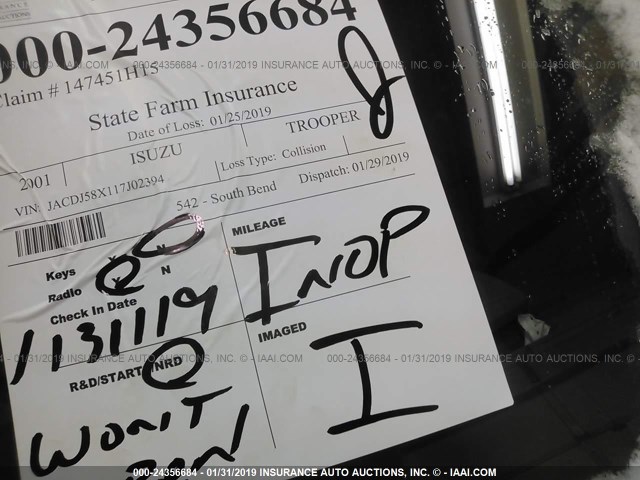 JACDJ58X117J02394 - 2001 ISUZU TROOPER S/LS/LIMITED 黑色 照片 7
