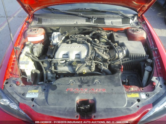 1G2NW52E91C222549 - 2001 PONTIAC GRAND AM GT RED photo 10