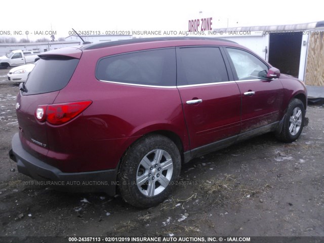 1GNKRGED5CJ187678 - 2012 CHEVROLET TRAVERSE LT RED photo 4