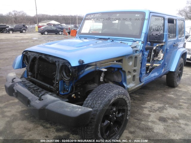 1C4BJWEG2FL683874 - 2015 JEEP WRANGLER UNLIMITE SAHARA BLUE photo 6