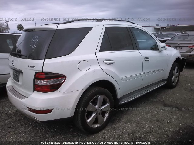 4JGBB8GB9BA718857 - 2011 MERCEDES-BENZ ML 350 4MATIC WHITE photo 4