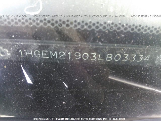 1HGEM21903L803334 - 2003 HONDA CIVIC EX Gümüş foto 9