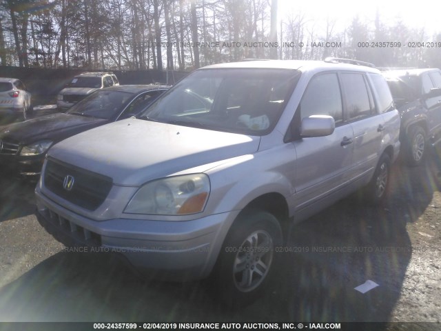 2HKYF18684H517507 - 2004 HONDA PILOT EXL SILVER photo 2