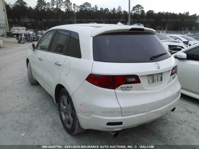 5J8TB185X7A010635 - 2007 ACURA RDX WHITE photo 3