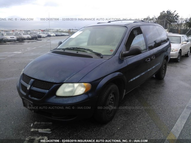 1D4GP24363B306836 - 2003 DODGE GRAND CARAVAN SE Dark Blue photo 2