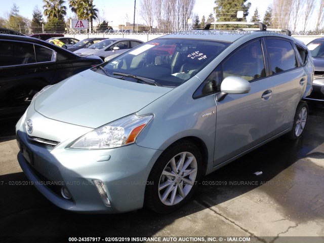 JTDZN3EU3EJ011694 - 2014 TOYOTA PRIUS V Light Blue photo 2