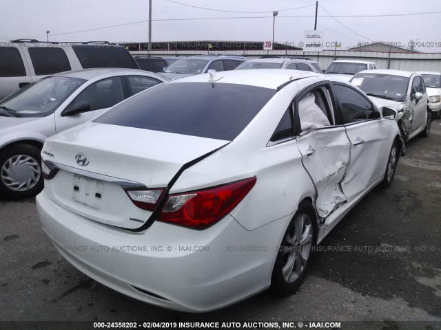 5NPEC4AC6BH252077 - 2011 HYUNDAI SONATA SE/LIMITED WHITE photo 4