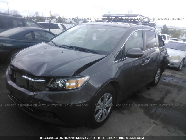 5FNRL5H61EB068126 - 2014 HONDA ODYSSEY EXL GRAY photo 2