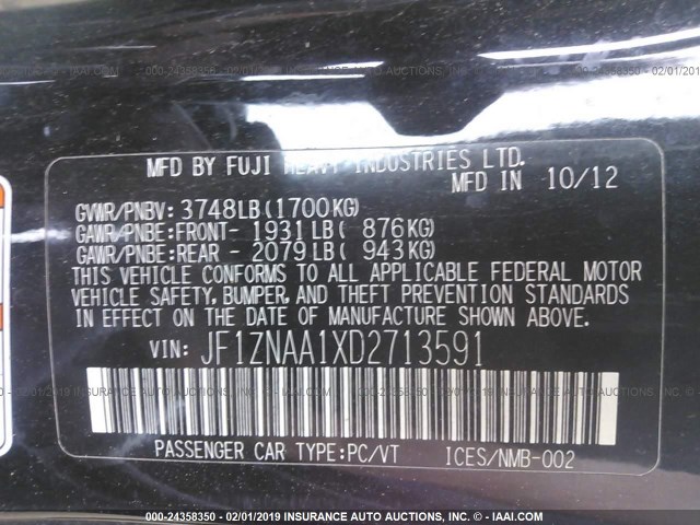 JF1ZNAA1XD2713591 - 2013 TOYOTA SCION FR-S BLACK photo 9