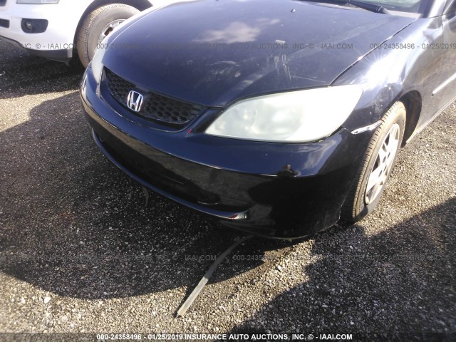 2HGES16395H631955 - 2005 HONDA CIVIC DX VP BLACK photo 6