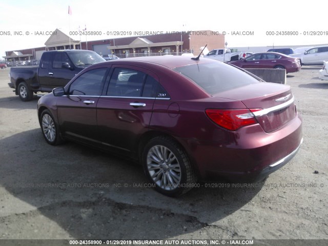 1C3BC2FG7BN504362 - 2011 CHRYSLER 200 LIMITED RED photo 3