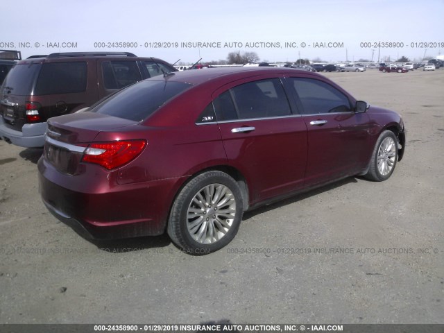 1C3BC2FG7BN504362 - 2011 CHRYSLER 200 LIMITED RED photo 4