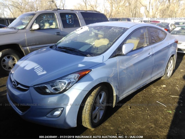 KMHDH4AEXDU680706 - 2013 HYUNDAI ELANTRA GLS/LIMITED Light Blue photo 2