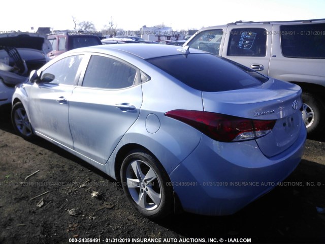 KMHDH4AEXDU680706 - 2013 HYUNDAI ELANTRA GLS/LIMITED Light Blue photo 3