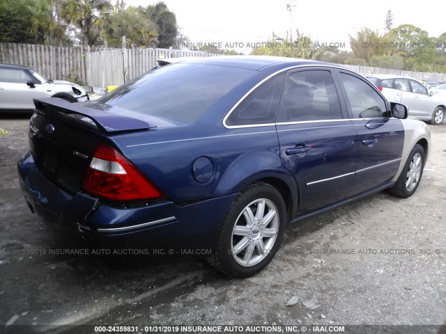 1FAHP28125G163647 - 2005 FORD FIVE HUNDRED LIMITED BLUE photo 4