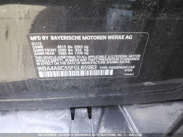 WBA4A9C55FGL85983 - 2015 BMW 428 I/GRAN COUPE/SULEV BLACK photo 9