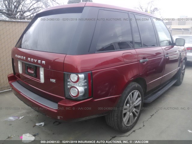 SALMF1D4XBA329300 - 2011 LAND ROVER RANGE ROVER HSE LUXURY RED photo 4