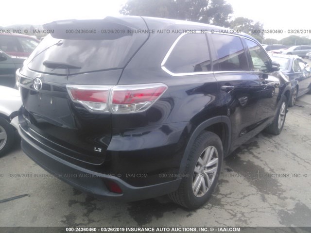 5TDZKRFH1FS066873 - 2015 TOYOTA HIGHLANDER LE/LE PLUS BLACK photo 4