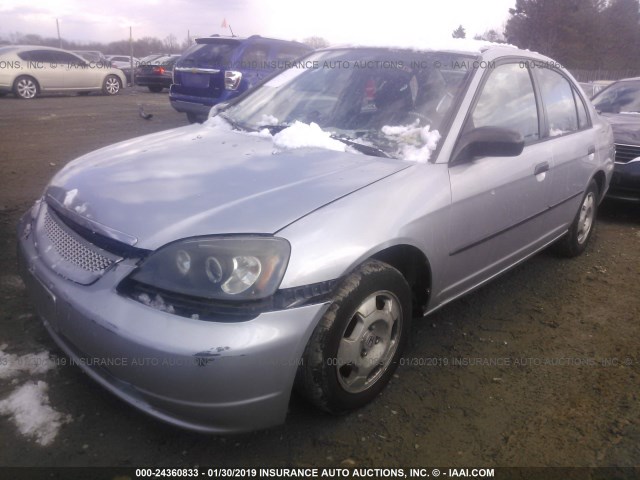 2HGES161X3H504529 - 2003 HONDA CIVIC DX SILVER photo 2