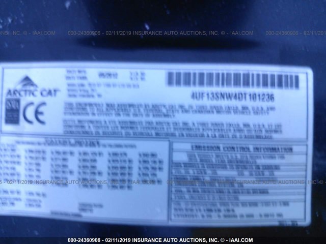 4UF13SNW4DT101236 - 2013 ARCTIC CAT SNOWPRO 800  BLACK photo 9