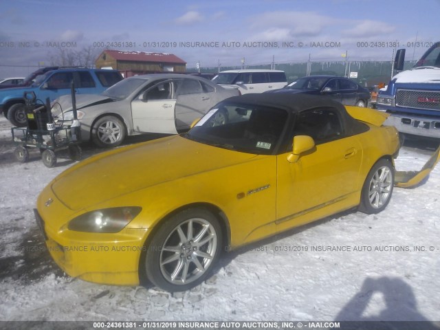 JHMAP21484T005415 - 2004 HONDA S2000 YELLOW photo 2