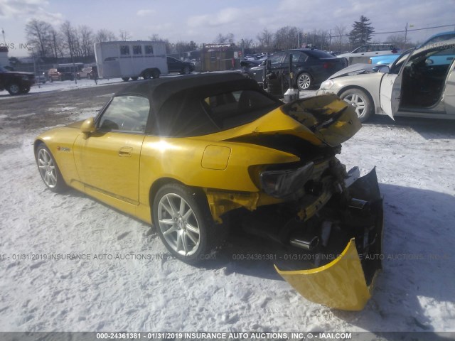 JHMAP21484T005415 - 2004 HONDA S2000 YELLOW photo 3