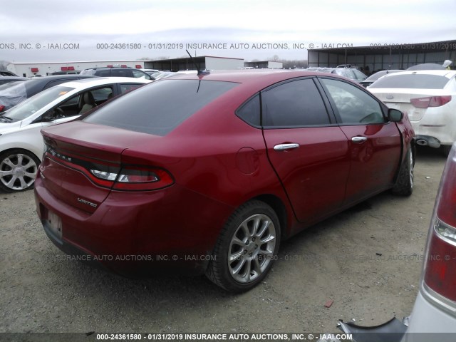 1C3CDFCA7DD107624 - 2013 DODGE DART LIMITED/R/T RED photo 4