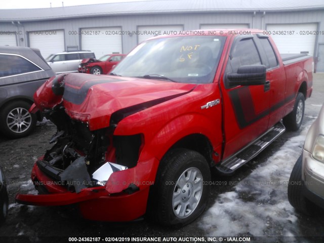 1FTEX1CM8BFA64194 - 2011 FORD F150 SUPER CAB RED photo 2